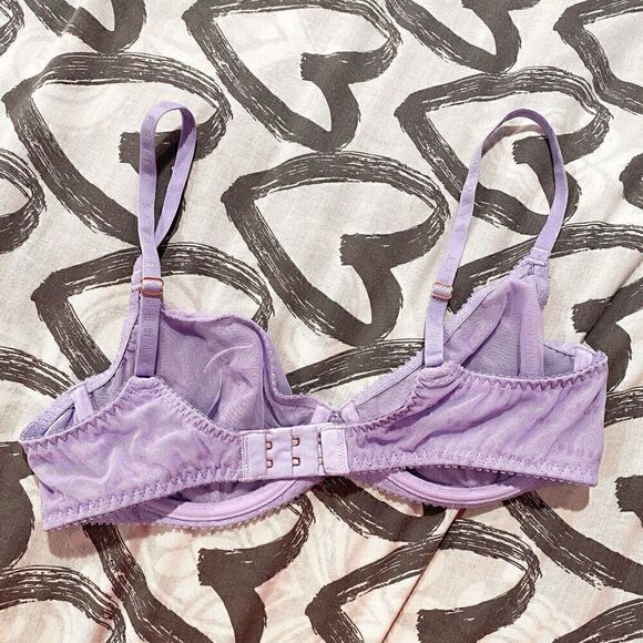 Savage X Fenty by Rihanna Women's Flocked Logo Unlined Demi Bra PURPLE LAVENDER - Picture 3 of 11